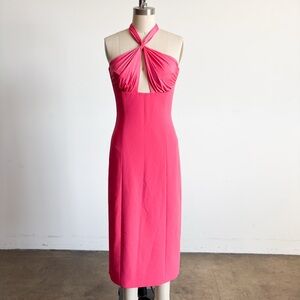 $288 NWOT BCBGMaxAzria Halter Twist Midi Dress Sz 4